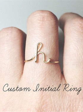 Unisex Gold Silver Color A-Z 26 Letters Initial Name Rings
