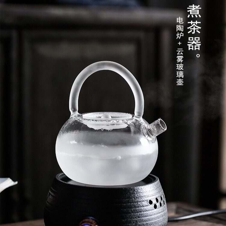 高颜值耐高温玻璃云雾提梁壶