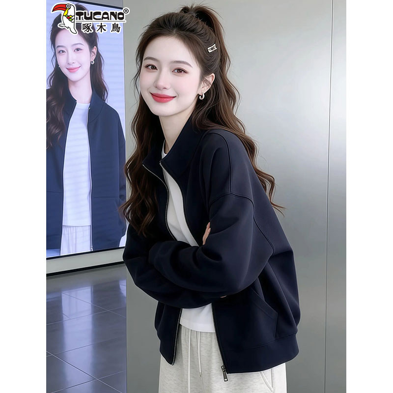 宽松慵懒风纯色休闲卫衣女士春秋