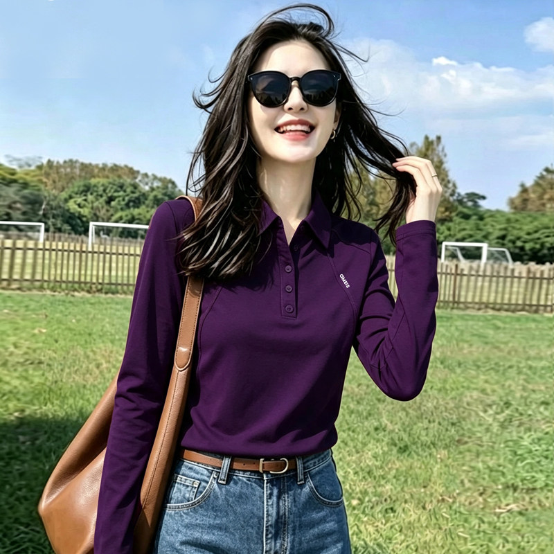纯棉翻领长袖女春秋2026新款