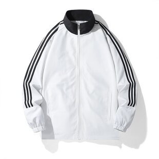 2026新款男装早春秋休闲运动夹克外套男立领AD三片叶子二开平替线