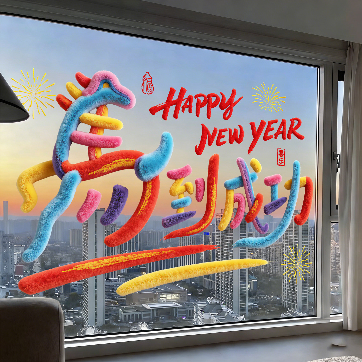 新年装饰品窗花马年贴画春节过年马到成功大型窗贴静电贴玻璃贴纸,家居饰品,软装墙贴,淘宝优惠券,粉丝福利购,淘宝优惠卷