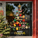 圣诞节场景布置玻璃贴纸立体感彩色圣诞树窗花贴装 扮店铺橱窗门贴