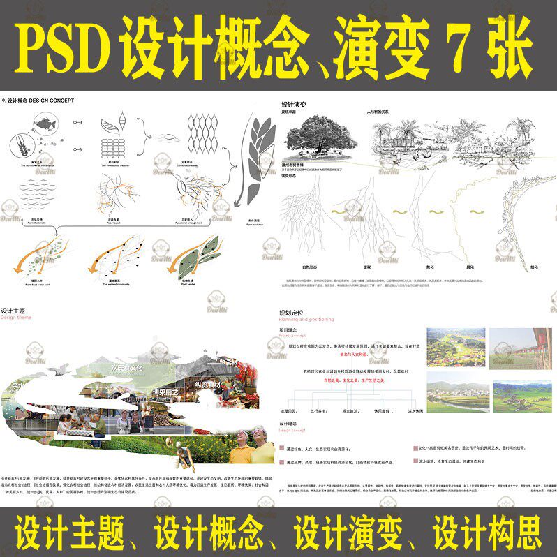 景观规划ps设计概念设计演变构思主题理念分析图psd分析素材