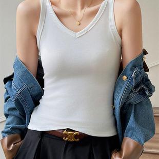 內搭遮副乳外穿打底修身 顯瘦純色上衣 新款 v領螺紋吊帶背心女夏季