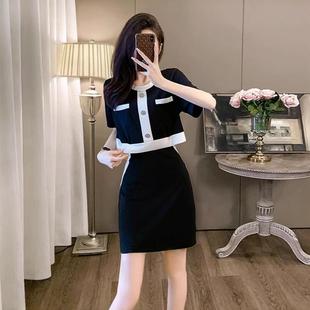 新款 时尚 女2025夏季 圆领短袖 休闲宽松两件套潮 半身裙套装
