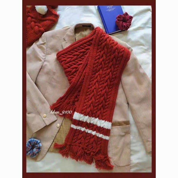 围巾手工编织diy材料包围巾毛线团手织围巾拼色麻花围巾送男女友