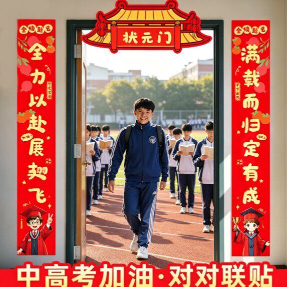 高中考金榜题名对联门联教室布置加油励志礼品礼盒一举高粽挂饰