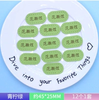 12 кожаных этикетков зеленых ручной работы (оставьте имена перед заказом)