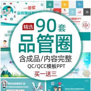 品管圈PPT模板qcc代制作 pdca案例护理医疗圈徽成果汇报循环工作