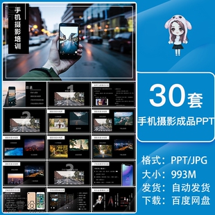 手机摄影摄人像角度拍照相技巧学习实物拍摄后期处理ppt模板素材