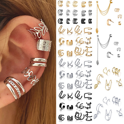 New Silver Color Leaves Clip Earrings for Women Men