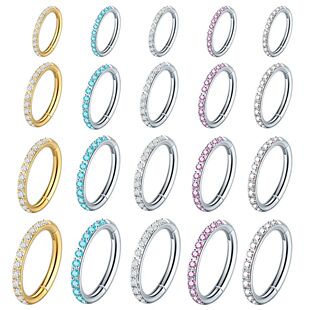 1pcs 6/8/10/12mm Surgical Steel Zircon Hoop Earrings for
