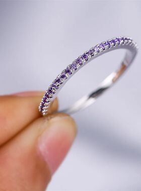 Classic Small Round Stone Wedding Band Thin Stacking Rings