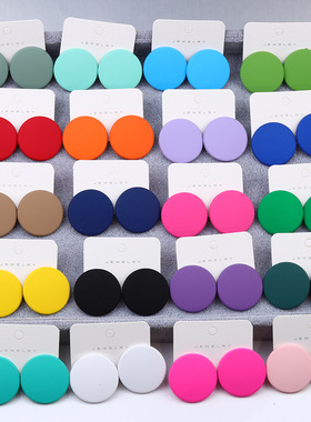 New 20-color Round Spray Paint Earrings Earrings Simple
