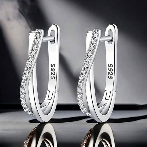 Silver Star Twisted Line Earrings Jewelry Versatile Hoop