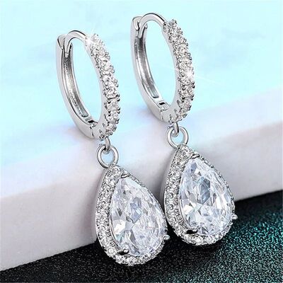 Sterling Silver Drop Earrings for Women AAA Cubic Zirconia