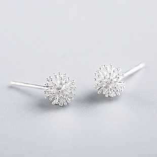 Female dandelion Stud Earring 100% 925 Sterling Silver
