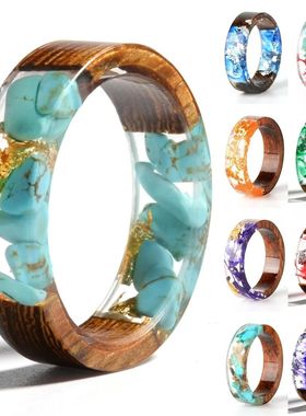 Wood Resin Ring Transparent Epoxy Resin Ring Fashion