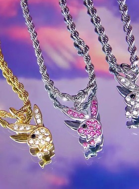 316L Stainless Steel Hip Hop Punk Style Rabbit Necklace For