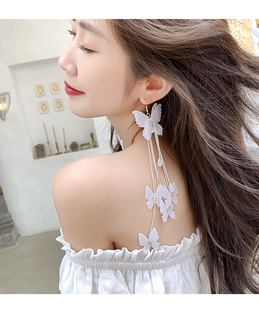 new design fashion exaggerated jewelry long white butterfly