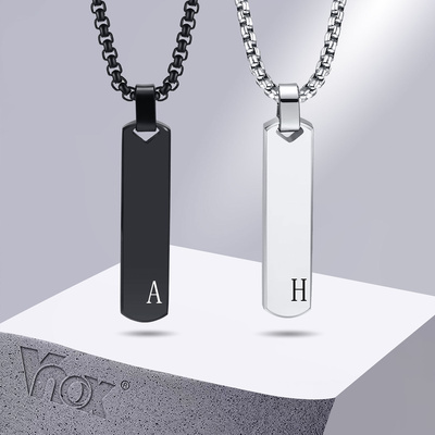 2023 Initial Bar Necklace for Men, Thick Geometric Vertical