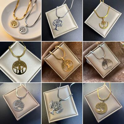 Jeshayuan Tree Of Life Rhinestone Pendant Necklace For