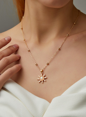 2023 Artistic Sun Opal Necklace for Women Trendy Beaded