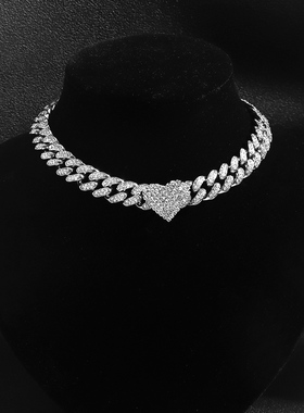 Iced Out Miami Curb Cuban Chain Necklace Fom Women Gold