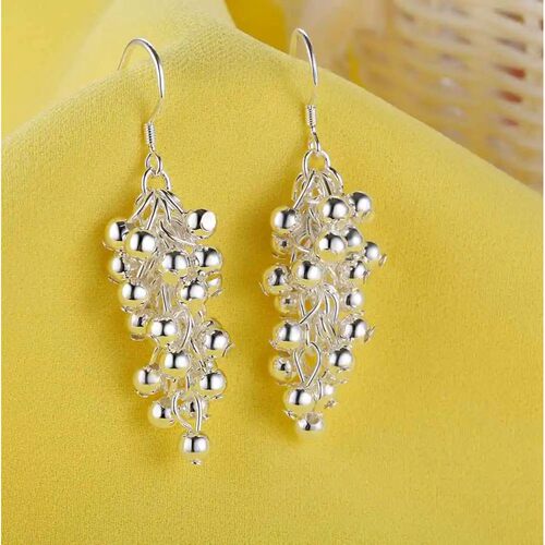Silver color Creative grape beads drop earrings for Woman