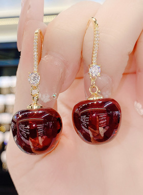 The 2023 New Red Cherry Cherry Earrings are Stylish and