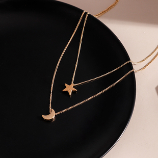 Necklace Romantic New Moon Girls Star Gold Simple Silver Col