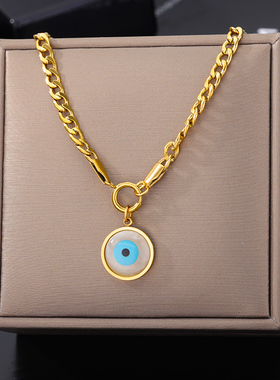 Stainless Steel Evil Eyes Pendant Necklace For Womens Jewelr