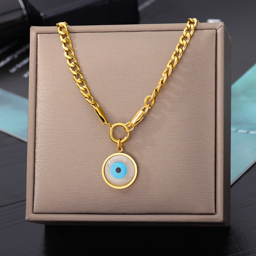 Stainless Steel Evil Eyes Pendant Necklace For Womens Jewelr