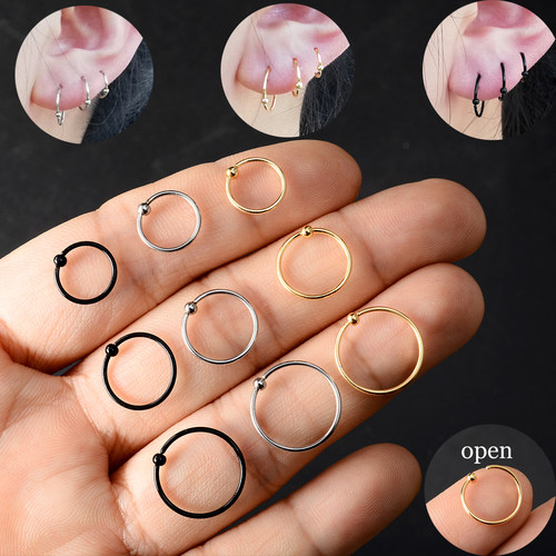 2PCS /Pack Surgical Steel Captive Bead Ring Ear Hoop Nose