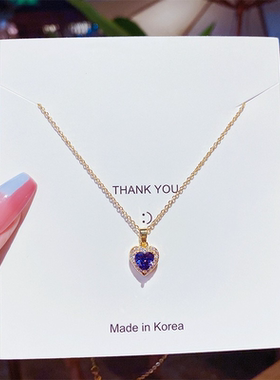 Stainless Steel Blue Ocean Heart Pendant Necklace for Women