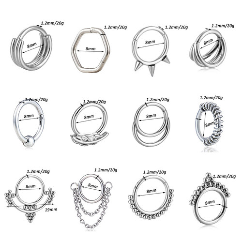 1Pc Titanium Steel Nose Ring Nase Septum Piercing Ring Leaf