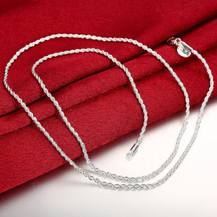925 Silver 2mm 16-30 Inch Rope Chain Necklace For Woman Man
