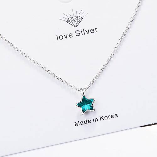 Sterling Silver Blue Star Crystal Pendants Necklaces For
