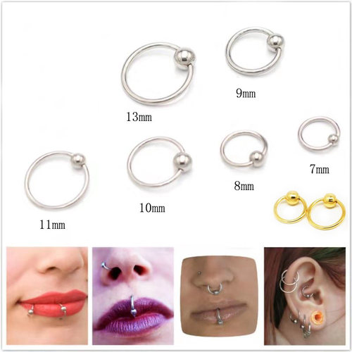 925 Sterling Silver Golden/Gold color Ball Beads Nose