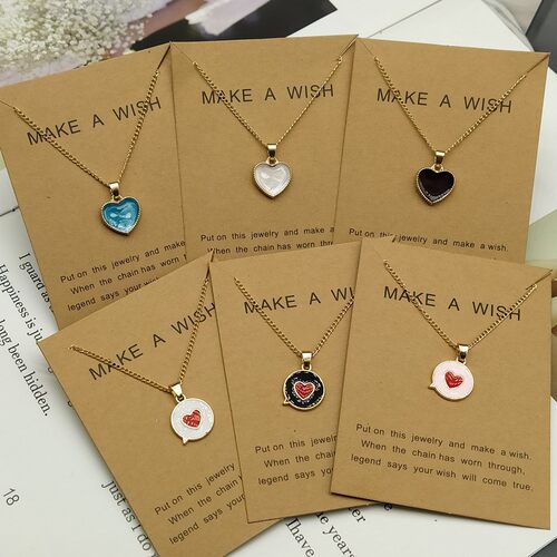 Romantic Sweet Cute Colorful Heart Shape Pendant Link Chain