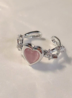 Cute Pink Heart Ring Korean Fashion Women Jewelry
