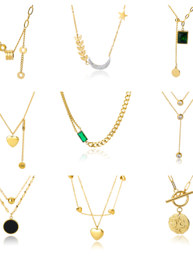 Retro Punk Hip-Hop Streetwear Jewelry Double Layer Hollow Th