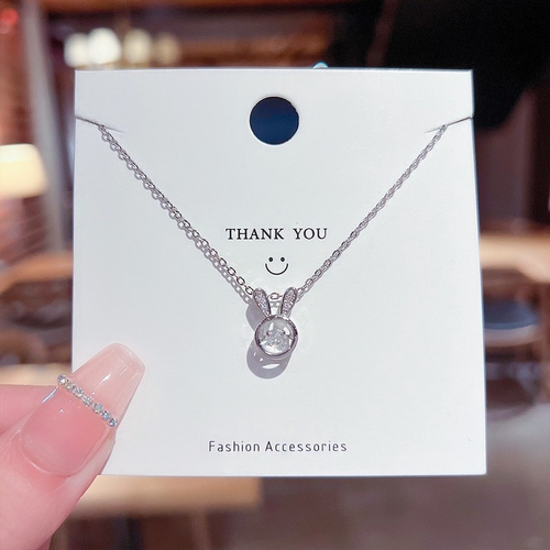 Stainless Steel Cute Bunny Pendant Necklace for Women