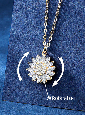 Carlidana Zircon Rotate Daisy Sunflower Pendant Choker