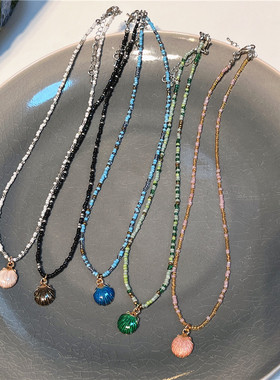 Bohemia Colorful Beaded Necklace 2023 Summer Korean Sweet