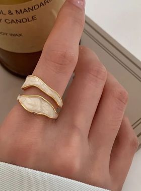 Retro Gold Color Double Oil Drip Open Rings for Women