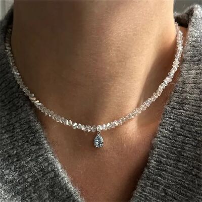 Women's Vintage Zircon Water Droplet Pendant Necklace