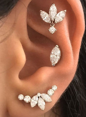 Korean Fashion Cubic Zirconia Yellow Silver Plated Stud