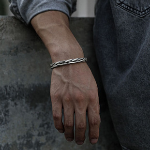 925 sterling Silver Twisted Woven Bracelet man women